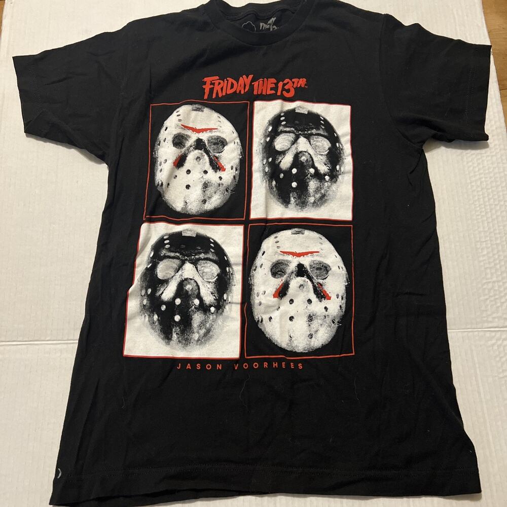 Friday the 13th Jason Voorhees Short Sleeve Black Graphic T-Shirt Men's Size SM